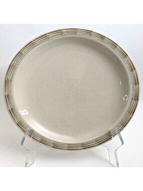 Syracuse Oakton Dinner Plate Cream Speckled Design Brown Striped Rim